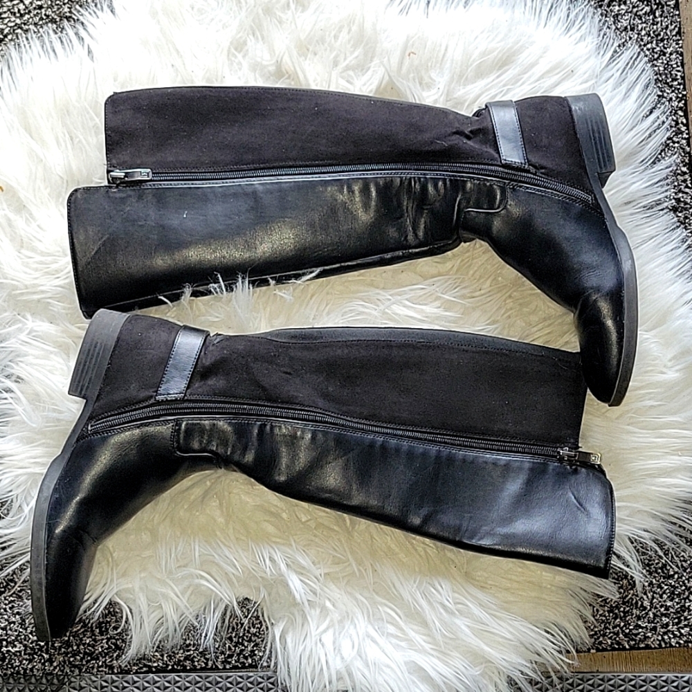 Black + suede knees boots